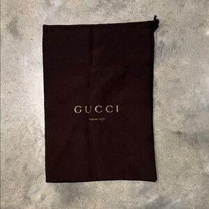 Authentic Gucci Brown Drawstring Dust Bag with Gold Logo